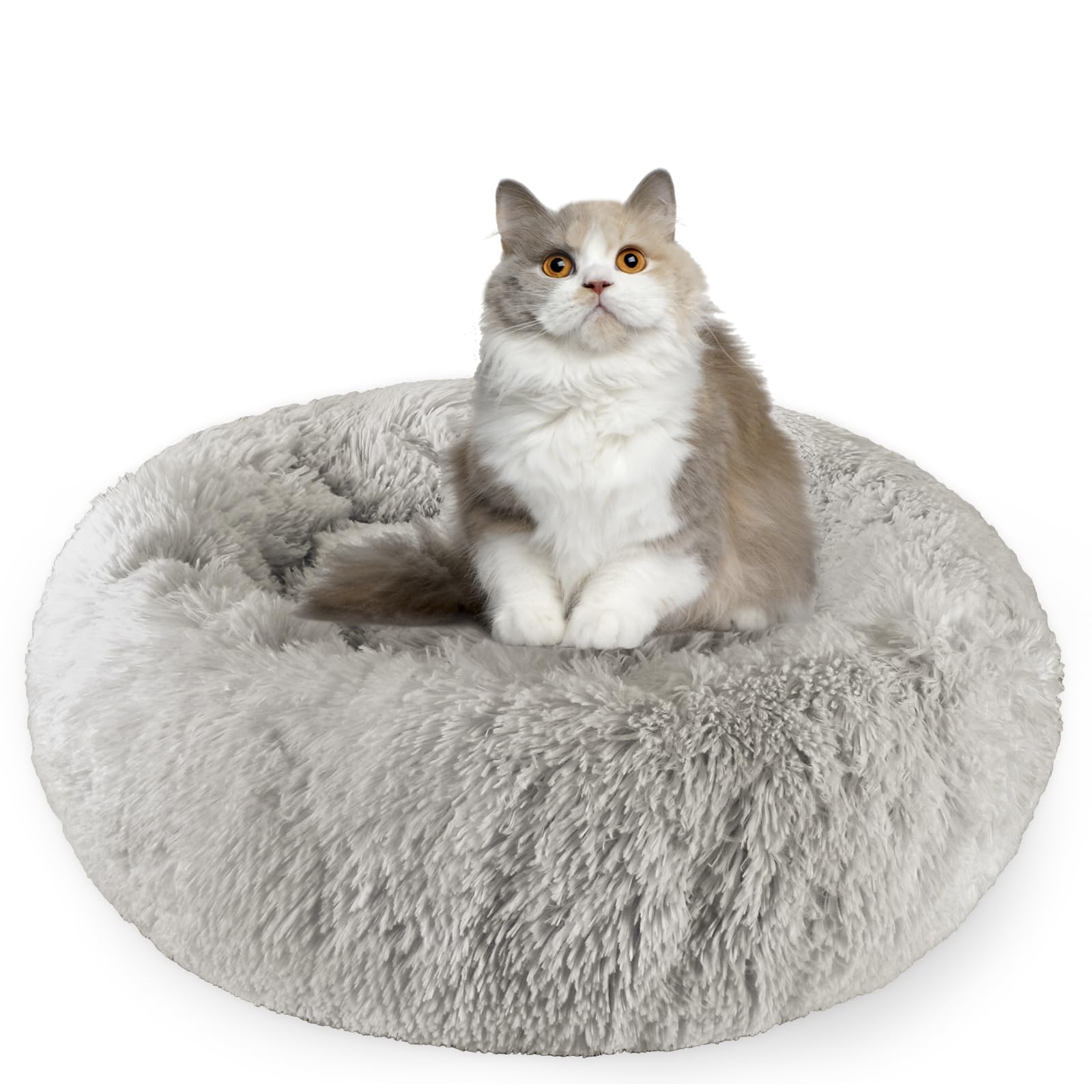 Panier pour chat gris de 60cm lit douillet lavable pour le sommeil des félins anxieux