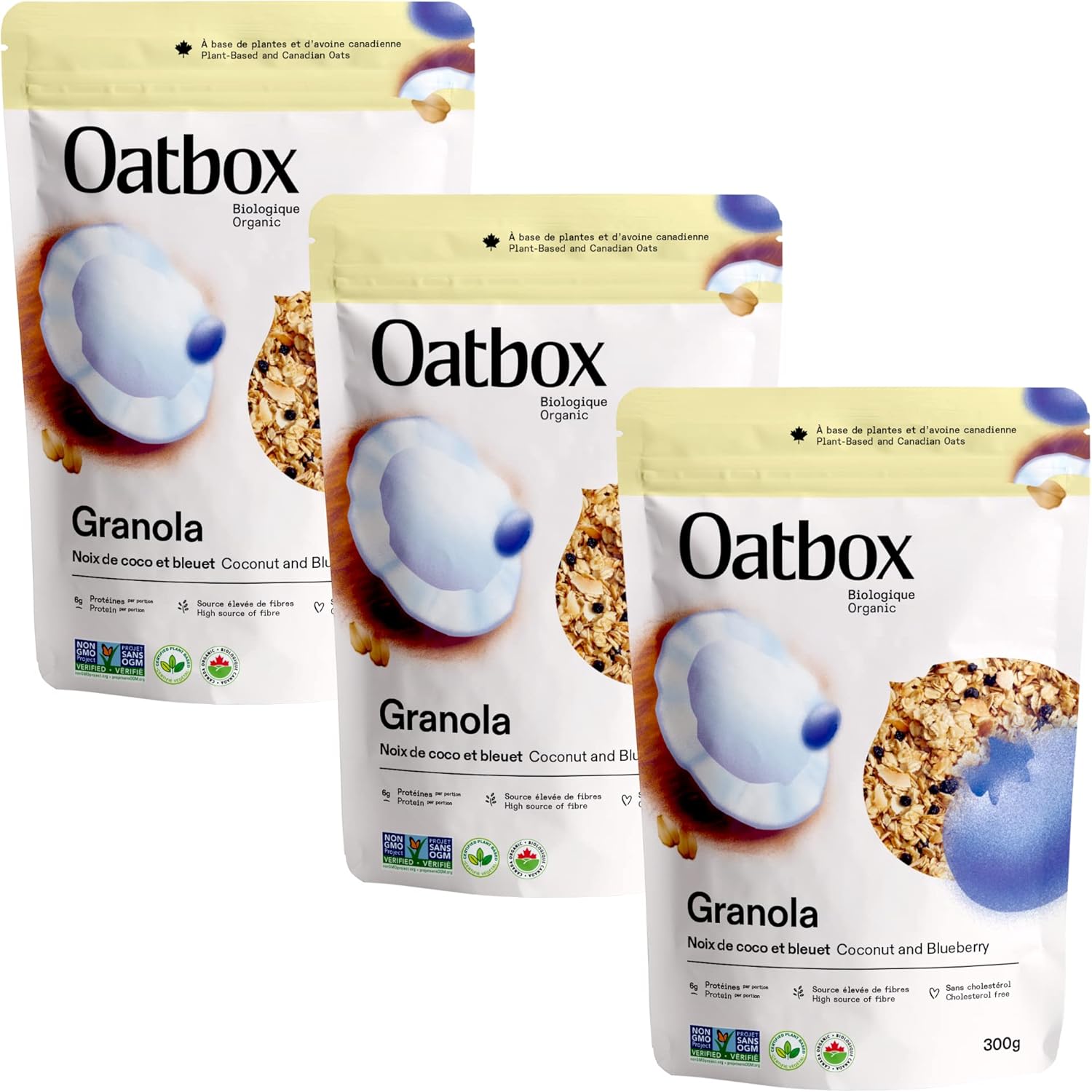 Oatbox Coconut & Blueberry granola Organic, plantbased, ready to
