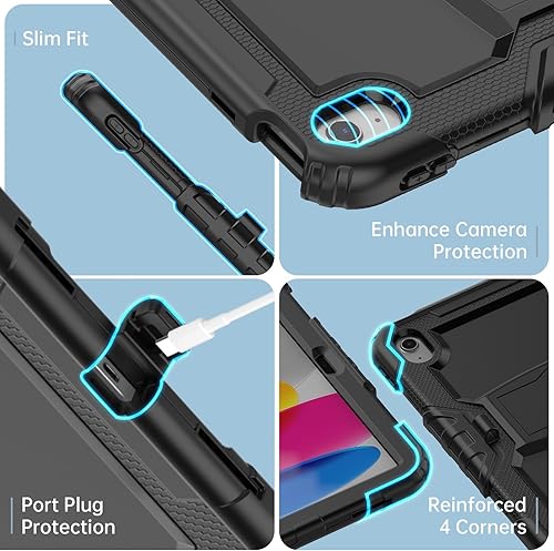 Miniatura 4 de Timecity Funda para iPad de 10.9 pulgadas (modelo 20232022) con protector de pantalla, soporte plegable, funda protectora resistente a prueba de