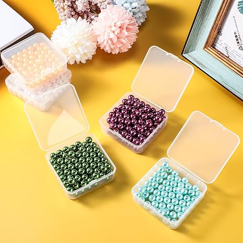 Miniatura 50 de Paquete de 48 recipientes de plástico transparente pequeños con tapa con bisagras para objetos pequeños, manualidades, joyería