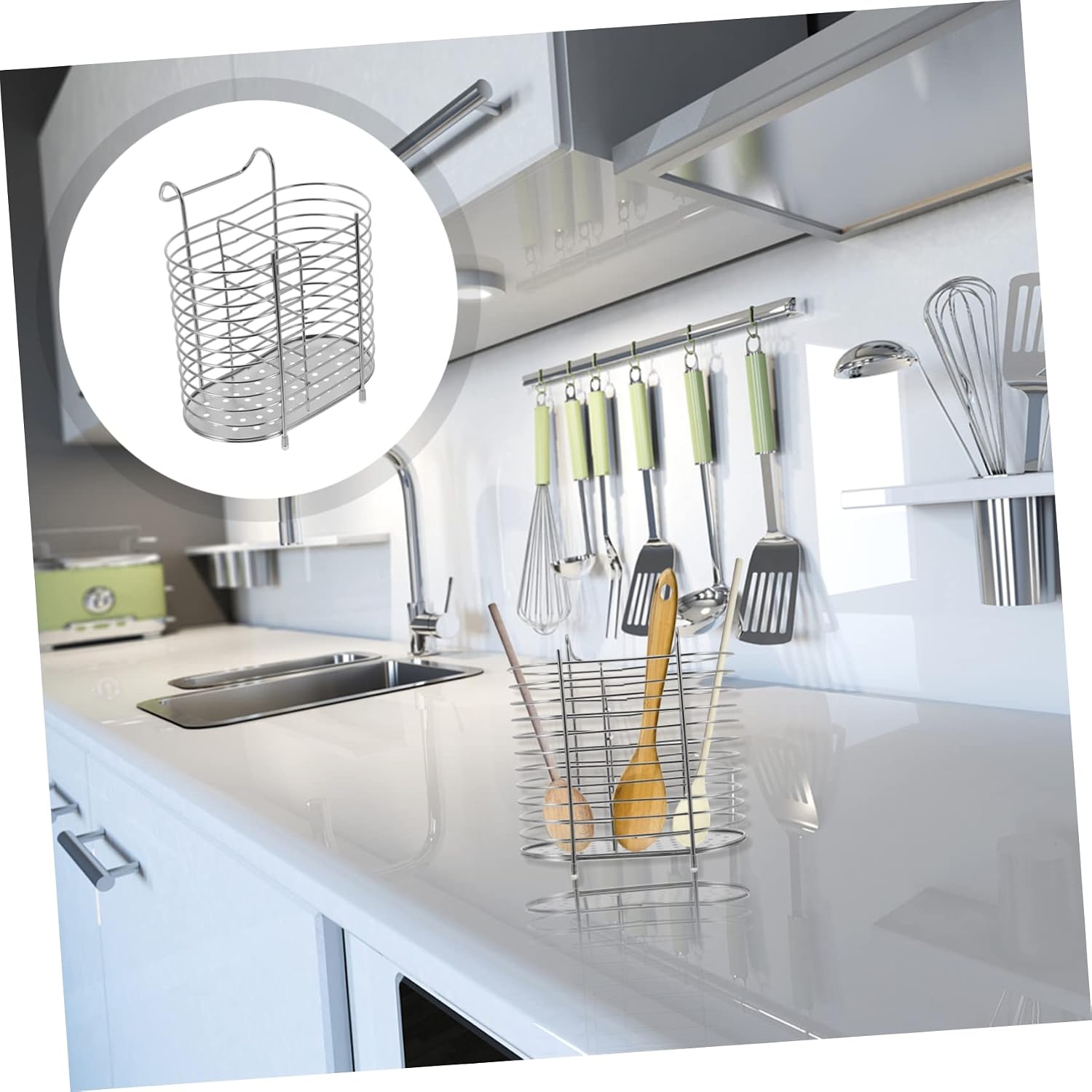 ULTECHNOVO 1pc Drain Rack Drying Storage Organizer for Holder Multifunctional Organiser Chopsticks Tableware Stainless Steel