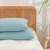 Vista 40 de BESTOUCH Funda de almohada 100% algodón lavado para cabello y piel, tacto de lino, suave, cómoda, transpirable, juego de 2 fundas de almohada