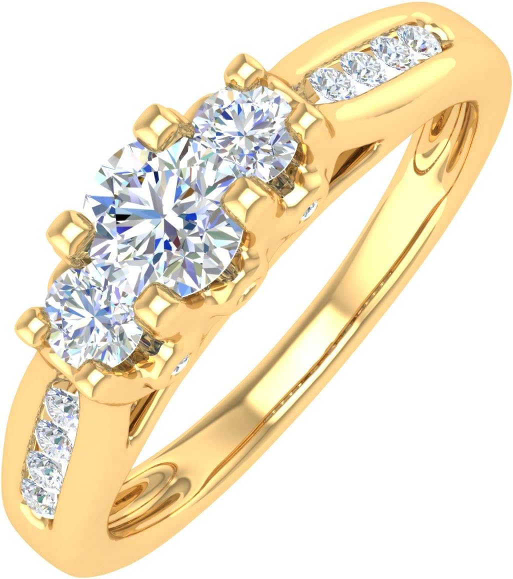 1/2 Carat 3-Stone Diamond Engagement Ring Band in 14K Gold