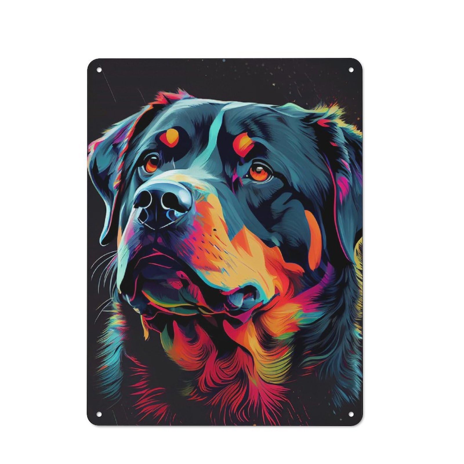Junmoney Rottweiler Colorful Dog Vintage Decorative Metal Plaque 40X30cm, Garden Room Wall Plaque For Shed, Garden Room, Porch Or Garage