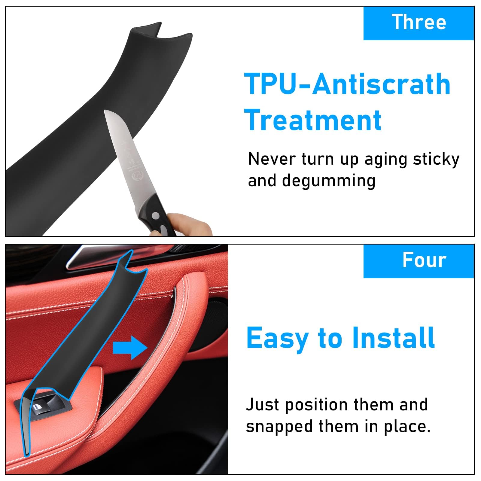 3PCS Compatible avec Poignee de Porte Interieur bmw X3 F25 2010-2016 Poignée X4 F26 2014-2017 Couvercle de Poignée de Porte Gauche + Droite-Noir