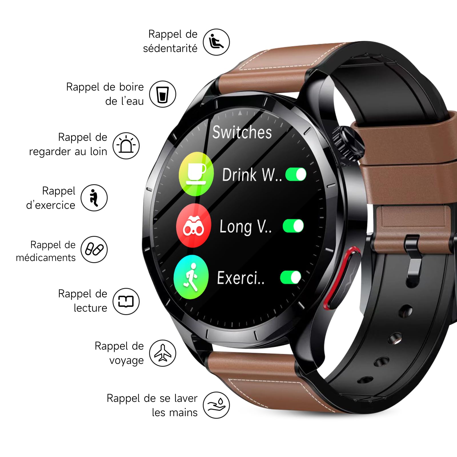 2026 Nouv’ Montre Connectée Homme avec ECG+HRV/Pressιon artérιelle/IMC,1,43" AMOLED Smartwatch avec Fonction SOS,24/7 Fréquence Cardiaque/SpO2/Sommeil Monitor, IP68 pour Android/iOS