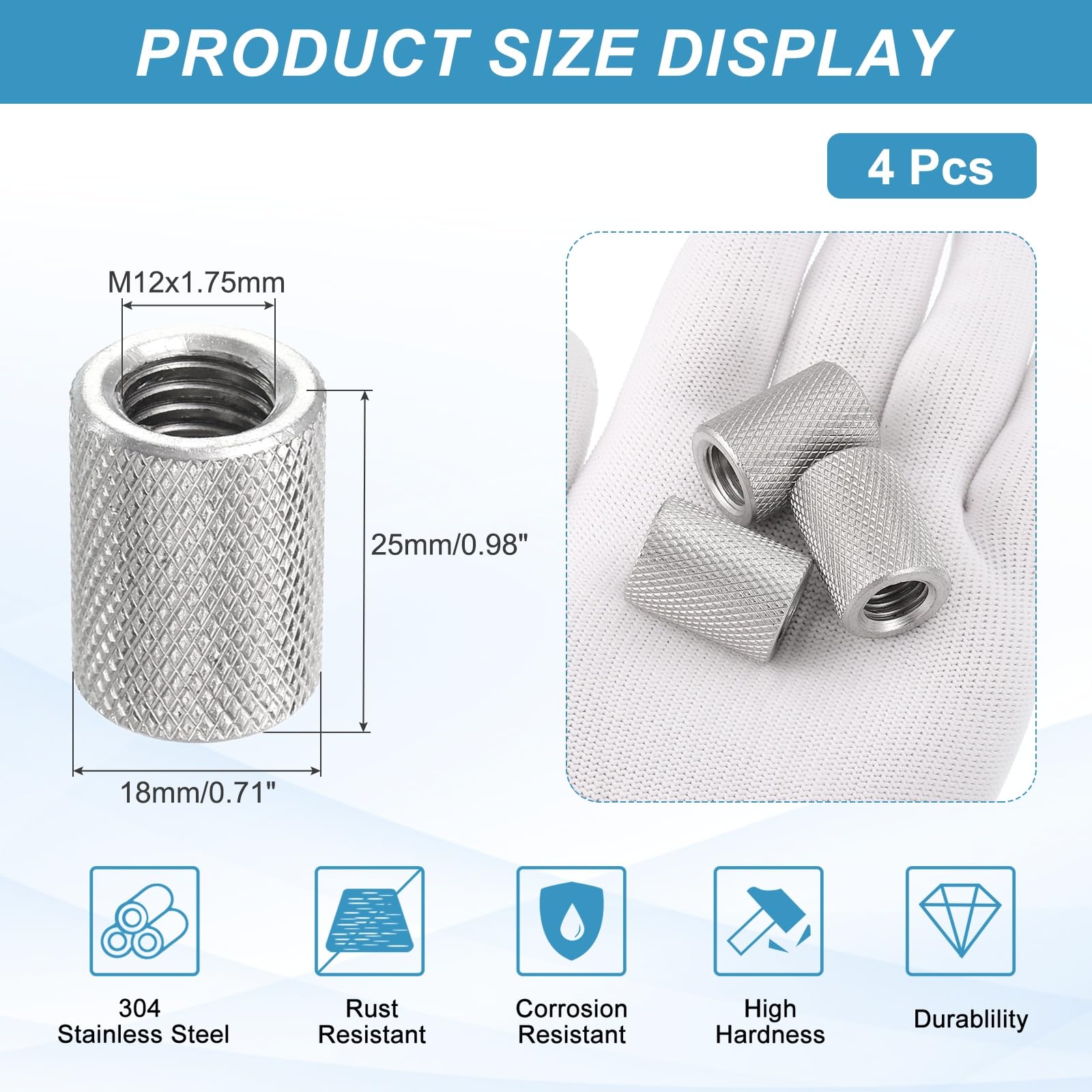 PATIKIL M12 Round Connector Nuts - Image 2