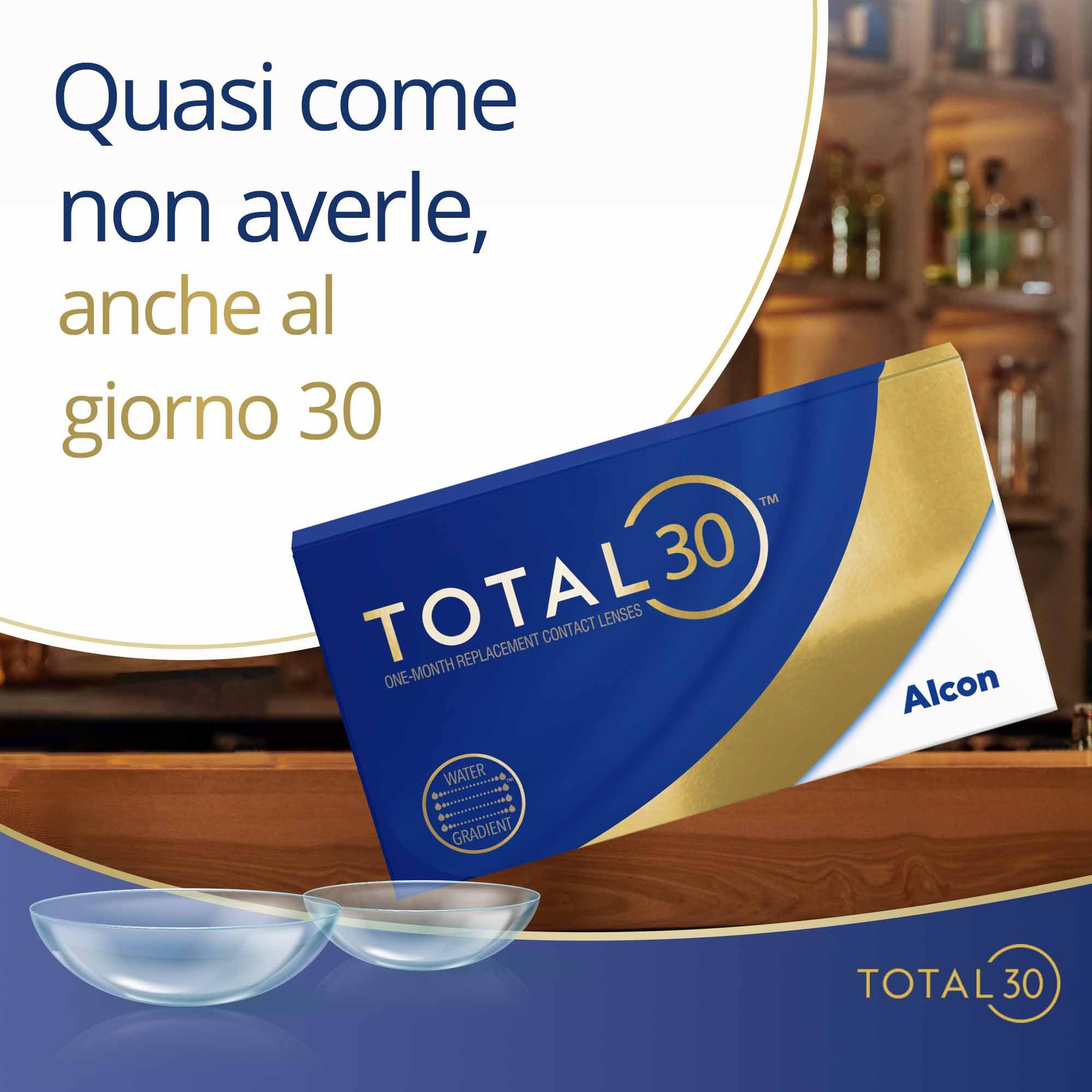 TOTAL30 lenti mensili | 3 pz | +02.50 dpt | Lenti a contatto pulite per tutto il mese. Quasi como non averle anche al giorno 30. CB 8.4 mm e DIA 14.2 mm
