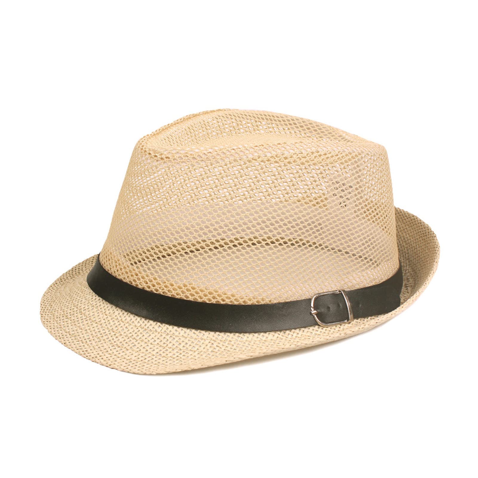 MuYiYi11 Men Fedora Wide Brim Mesh Spring Summer Pure Color Low-Profile Sunshade Hat for Outdoor