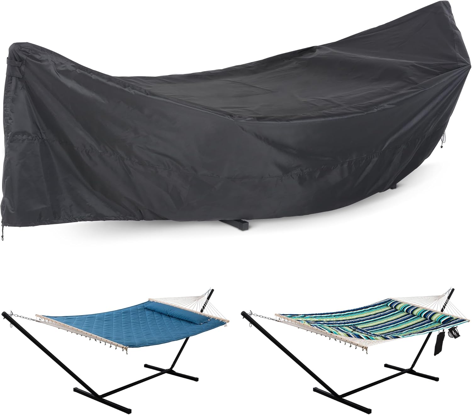 ANOW Upgraded Waterproof Hammock Cover, Thickened PU Protective Cover Included Adjustable Buckle Strap for 12FT Hammock Stand, Black