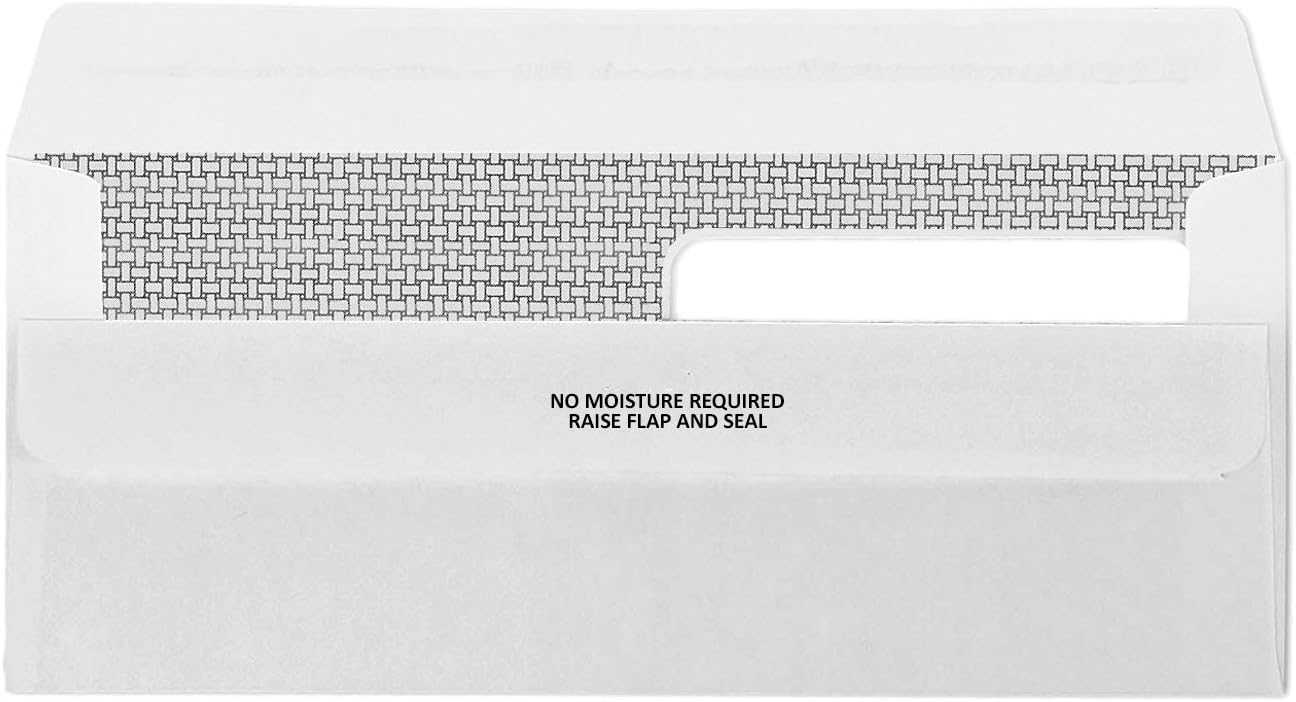 500 No. 8 Flip and Seal Double Window Security Check Envelopes – Designed for Quickbooks Printed Checks – Number 8 Size 3 5/8 Inch x 8 11/16 Inch