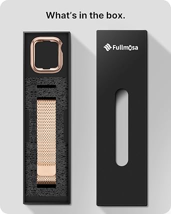 Fullmosa Compatible with Apple Watch Bands 45mm 44mm 42mm for Men Women, Stainless Steel Mesh Loop Magnetic Clasp iWatch Band with TPU Case for Apple Watch Series 9 8 7 6 5 4 3 2 1 SE3/2/1, Rose Gold