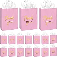 Vista 1 de 30 bolsas de regalo de agradecimiento con papel de seda dorado con asas para bodas, cumpleaños, negocios, compras, baby showers, recuerdos