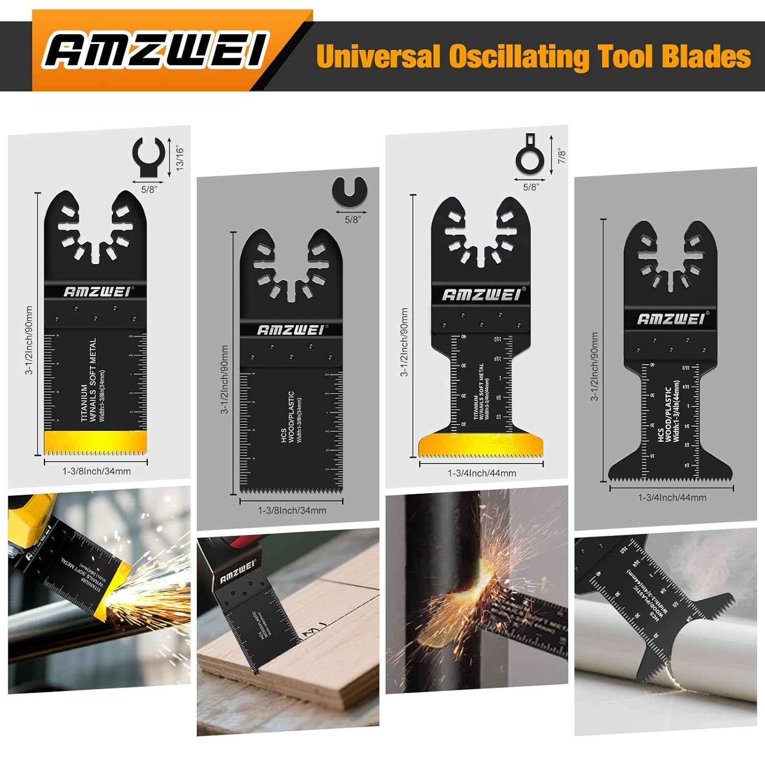 50PCS Titanium Multi Tool Blades,Universal Oscillating Multitool Blades for Wood Plastics Metal Cutting,Quick Release Oscillating Tool Accessories Compatible with Dewalt Milwaukee Ryobi Rockwell