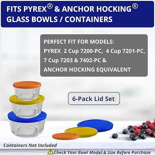 Miniatura 4 de Tapas de repuesto de 2, 4 y 7 tazas para cuencos de almacenamiento Pyrex, Anchor Hocking y KlareWare, solo tapas, recipiente de vidrio no incluido