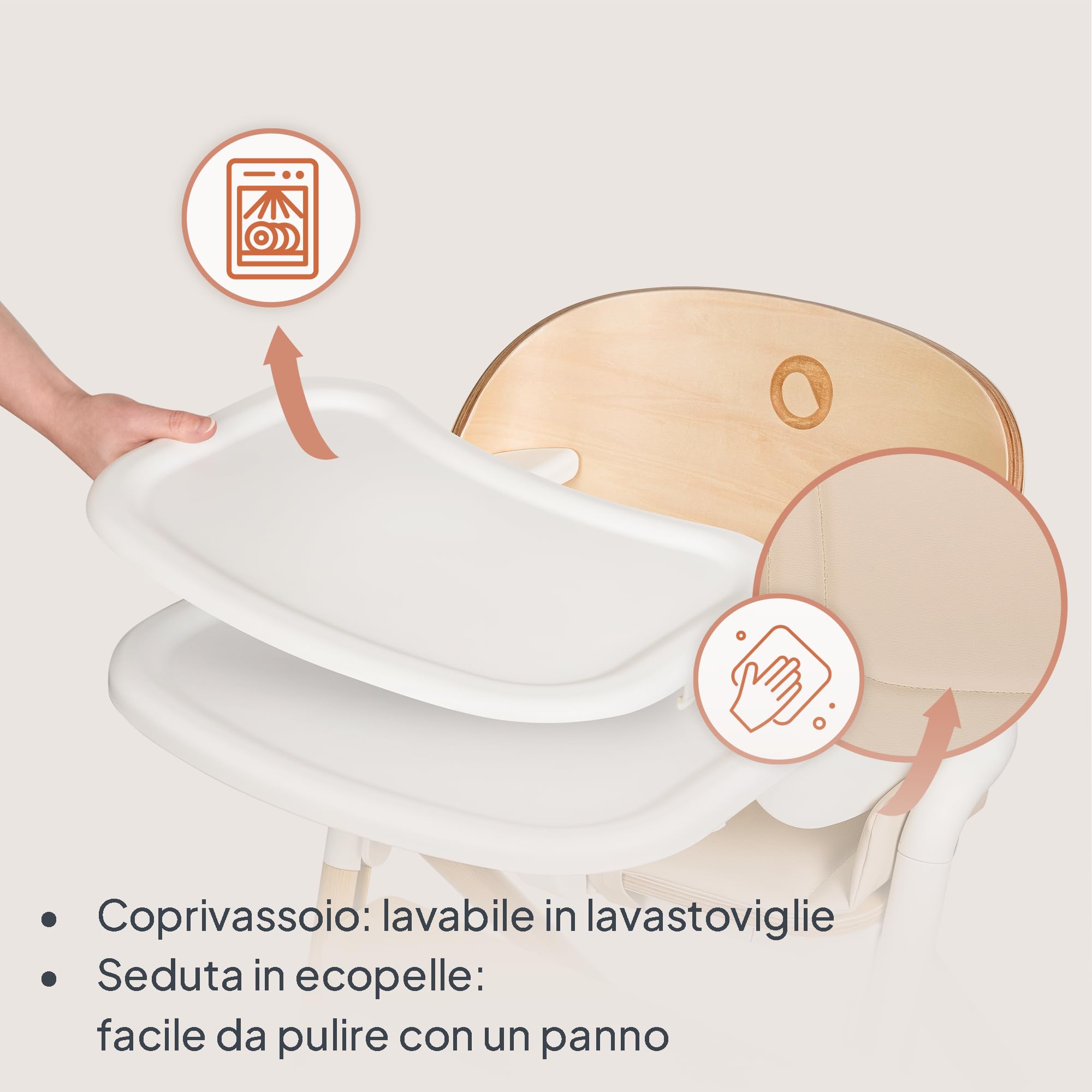 LIONELO Celia Seggiolone Pappa in Legno per Bambini da 6 Mesi e Adulti | Evolutivo per Bambini e Adulti fino a 90 kg, Poggiapiedi Regolabile e Cintura di Sicurezza a 5 Punti