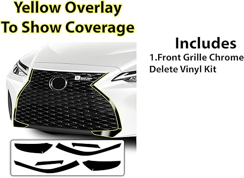 Miniatura 6 de BOGAR TECH DESIGNS Grille Front Bumper Chrome Delete Cover Sticker Decal Vinyl Replacement Compatible with Lexus IS 2021-2023, Gloss Black