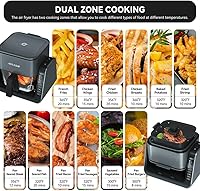 Vista 5 de Astralship Freidora de aire de vidrio, combo de freidora de aire 2 en 1 y parrilla, sin teflón no tóxico (sin olor a plástico), cocción visible