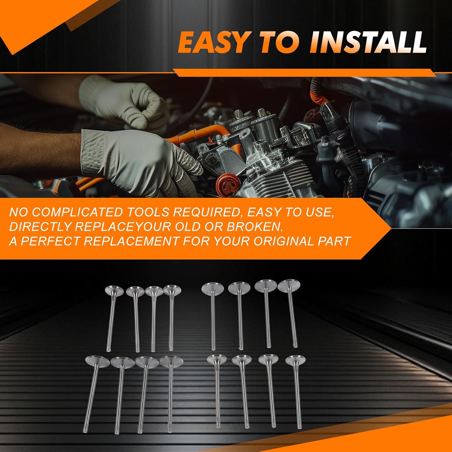 16Pcs Engine Intake & Exhaust Valve Kit for GTI for VW CC Eos GTI Jetta Passat Tiguan 2.0TFSI for Audi A3 A4 A5 A6 A8 Allroad Q5 RS7 S6 S7 S8 TT RS TTS Quattro CAEB EA888 Engine