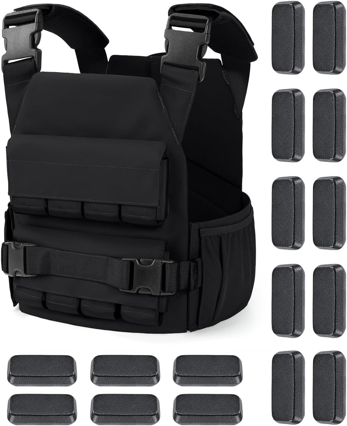 Blue Quartz 40 lb Weighted Vest for Men - Adjustable 0-40 lb with 16 Iron Weight, Heavy-Duty for Strength Training, Running and Walking - Weighted Vest with Removable Weights