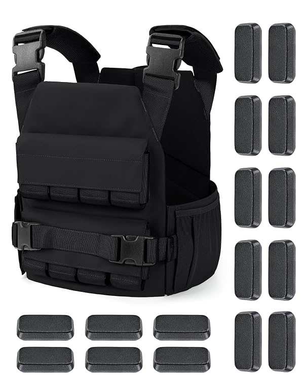 Blue Quartz 40 lb Weighted Vest for Men - Adjustable 0-40 lb with 16 Iron Weight, Heavy-Duty for Strength Training, Running and Walking - Weighted Vest with Removable Weights by Blue Quartz - Used condition - US$102.15