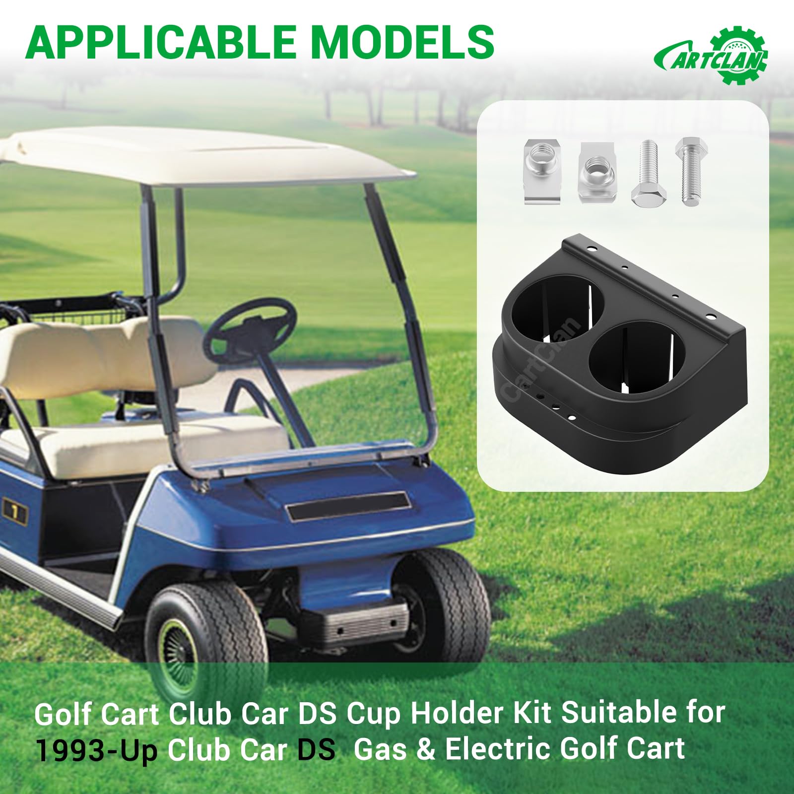 Club Car DS zestaw uchwytów na kubek podwójny do wózka golfowego 1993-Up OEM # 1016811 101708301-1 opakowanie