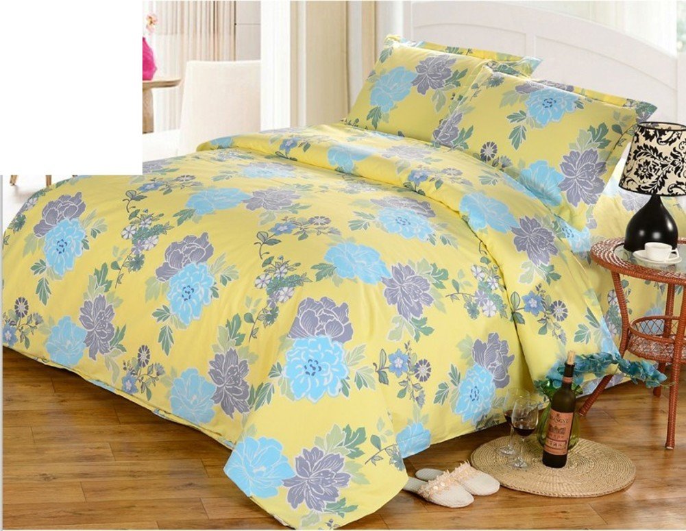 Drap plat 150x230cm imprimé feuilles de Vichy style pastoral literie maison d'hôtes