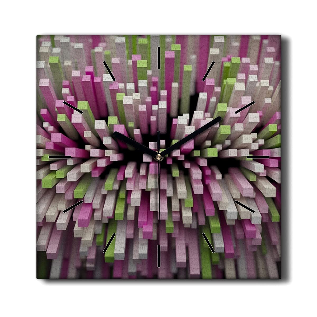 Horloge sur Toile 30x30cm Salon Horloge Murale Sans Tic-Tac Décoration Toile Coloray 3D