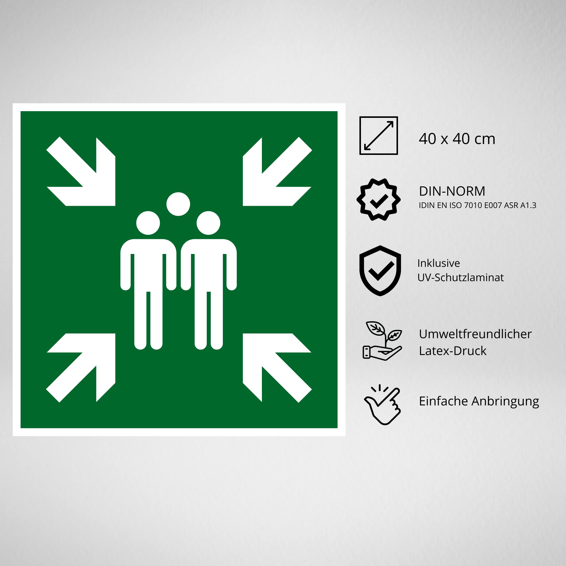 Schild Sammelstelle Alu 40 X 40 Cm ( Sammelplatz ) Nachleuchtend