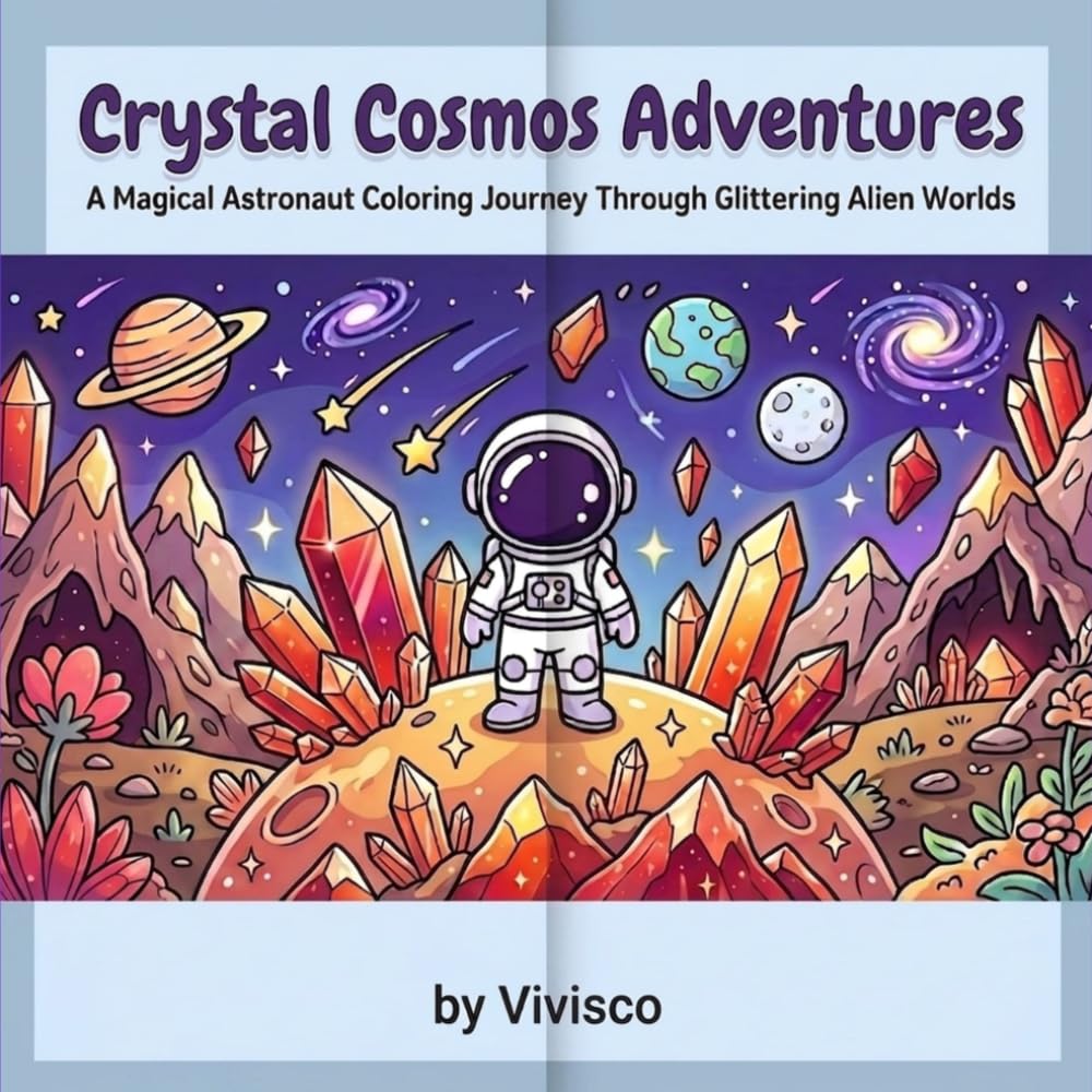 Crystal Cosmos Adventure: A Magical Astronaut Coloring Journey Through Glittering Alien World