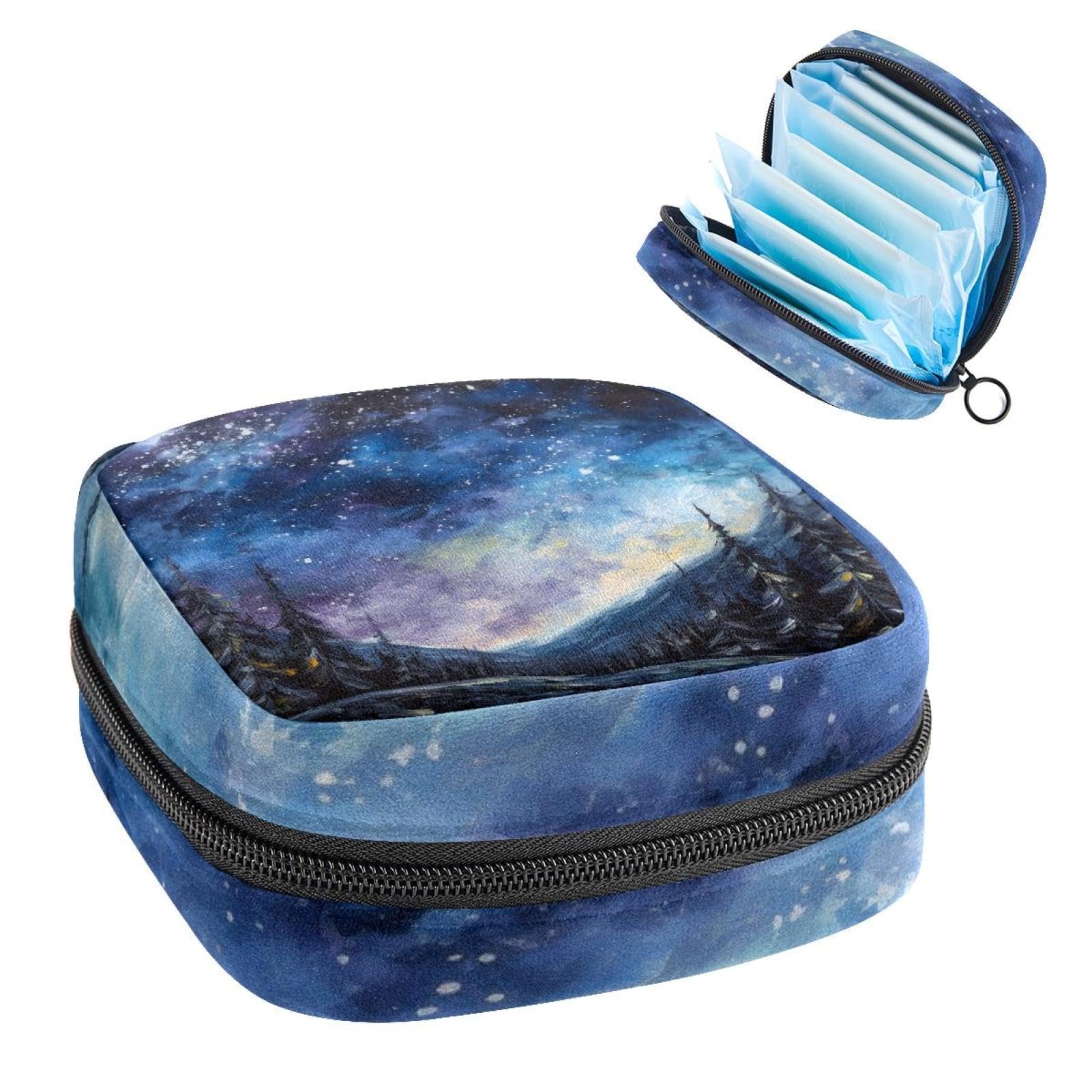 Sanitary Pads Bags, Milky Way Space Abstract Menstrual Cup Pouch Nursing Pad Holder, First Period Kit Bags for Teen Girls Women Ladies