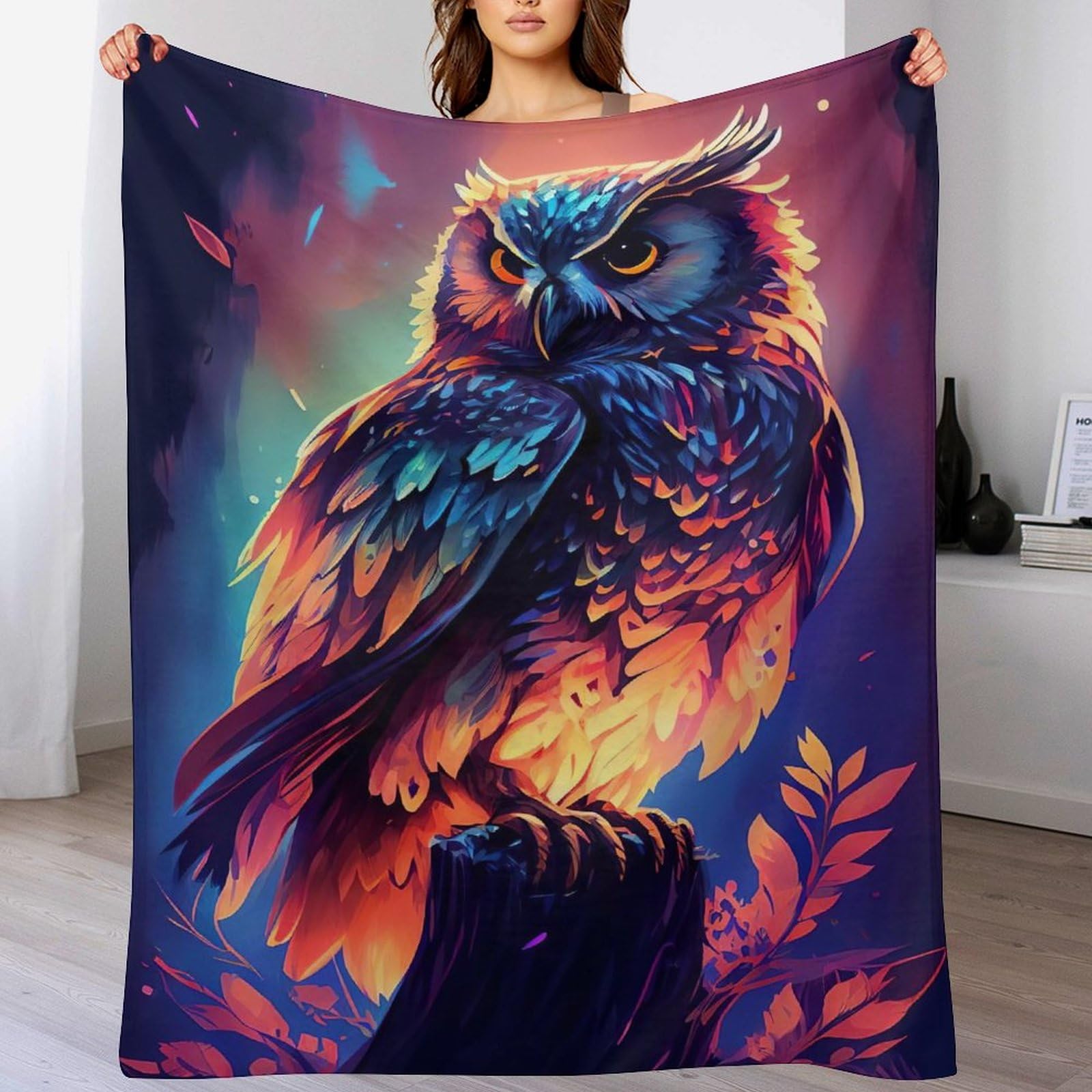 Manta de búho para sofá en franela suave y cálida de 130x150 cm 1