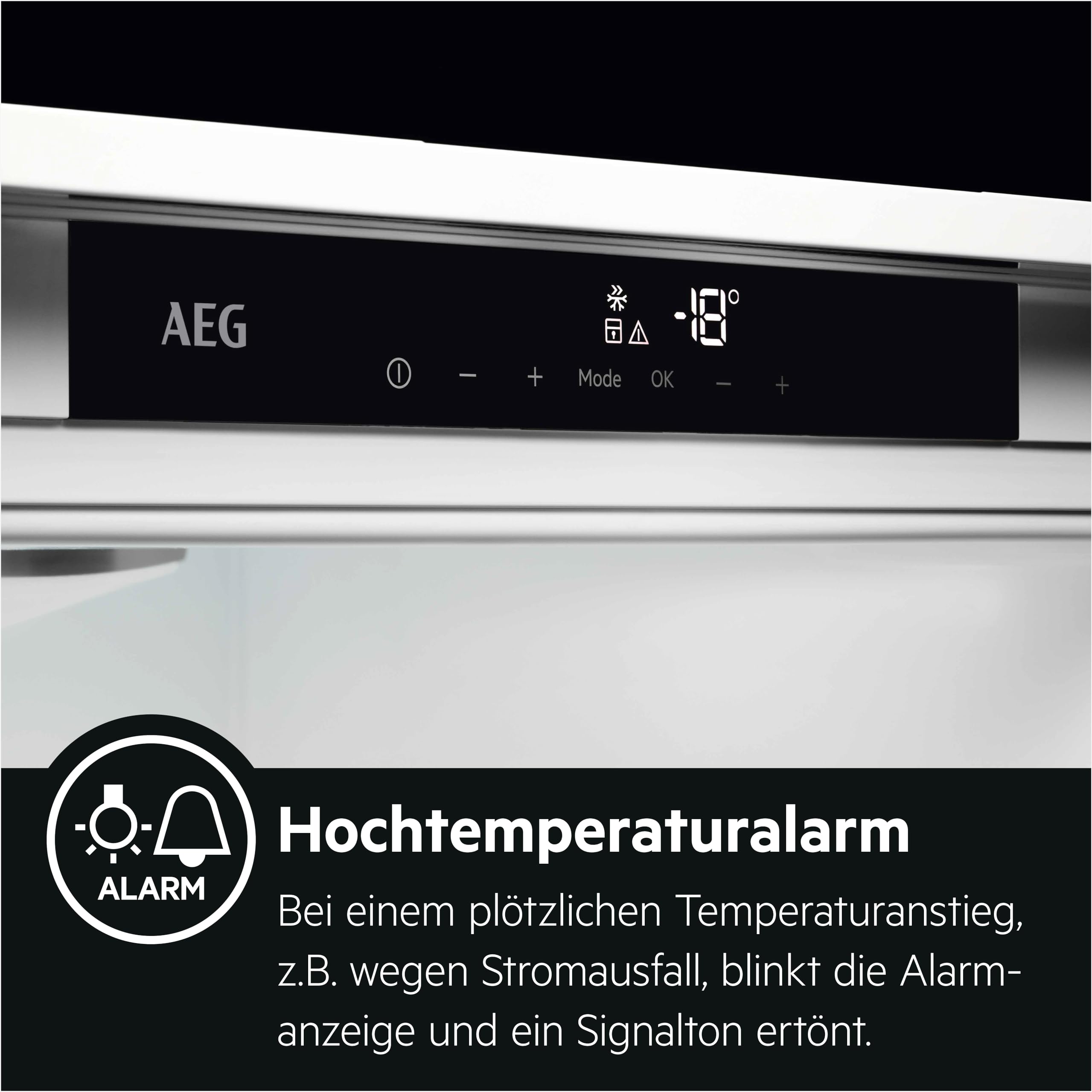 AEG TAB7N12EF Einbau-Gefrierschrank / 1225 mm / 122 L / NoFrost / Temperaturalarm / Festtür / E