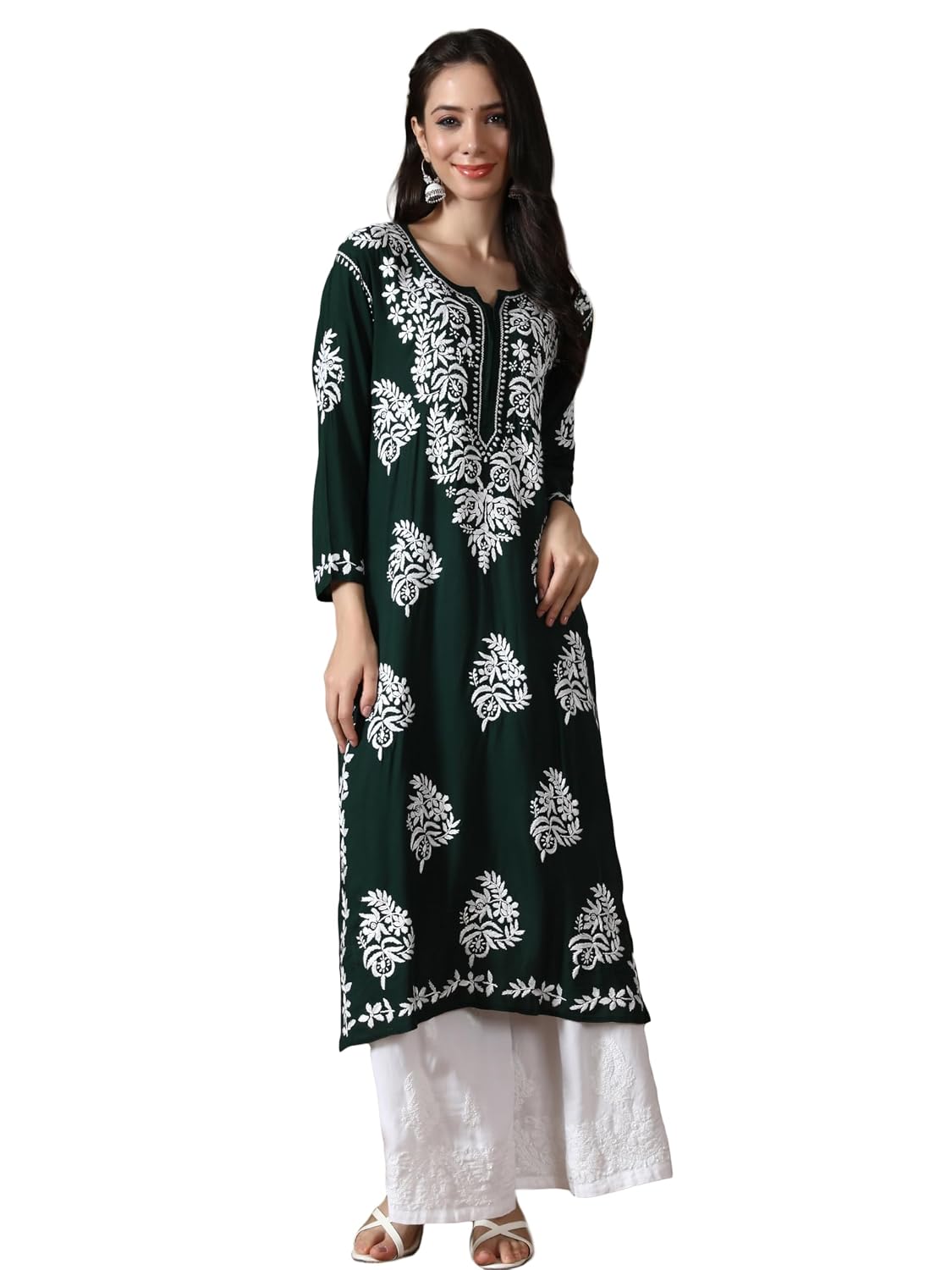 Seva Chikan Hand Embroidered Modal Lucknowi Chikankari Women's Straight Kurti Kurta SCL4005 - Review, Price and Buying Guide