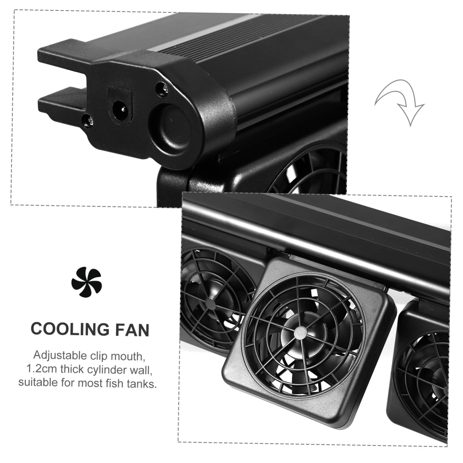Ciieeo Verstellbarer Aluminiumlegierung Kunststoff Aquarium Kühlventilator aus Sommerurlaub 2 stufige Windgeschwindigkeit und Geeignet für Süß und Salzwasseraquarien