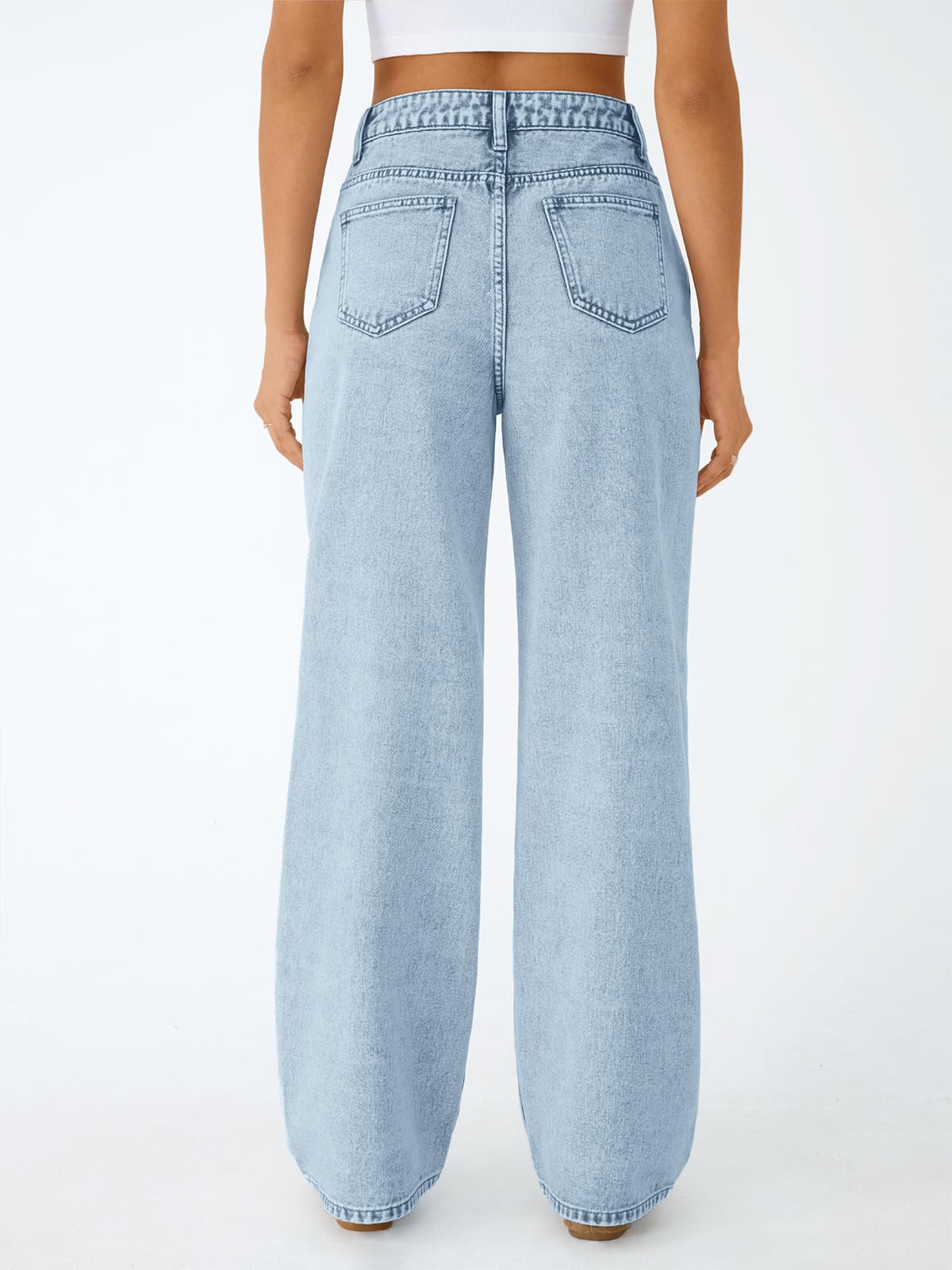 Trendy Queen Women's High Waisted Straight Wide Leg Jeans, Comfort Stretch Baggy Denim Pants