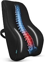 Vista 1 de Vive Almohada lumbar completa, cojín de apoyo de contorno de espuma viscoelástica para dolor de espalda baja, tensión muscular, ciática, artritis