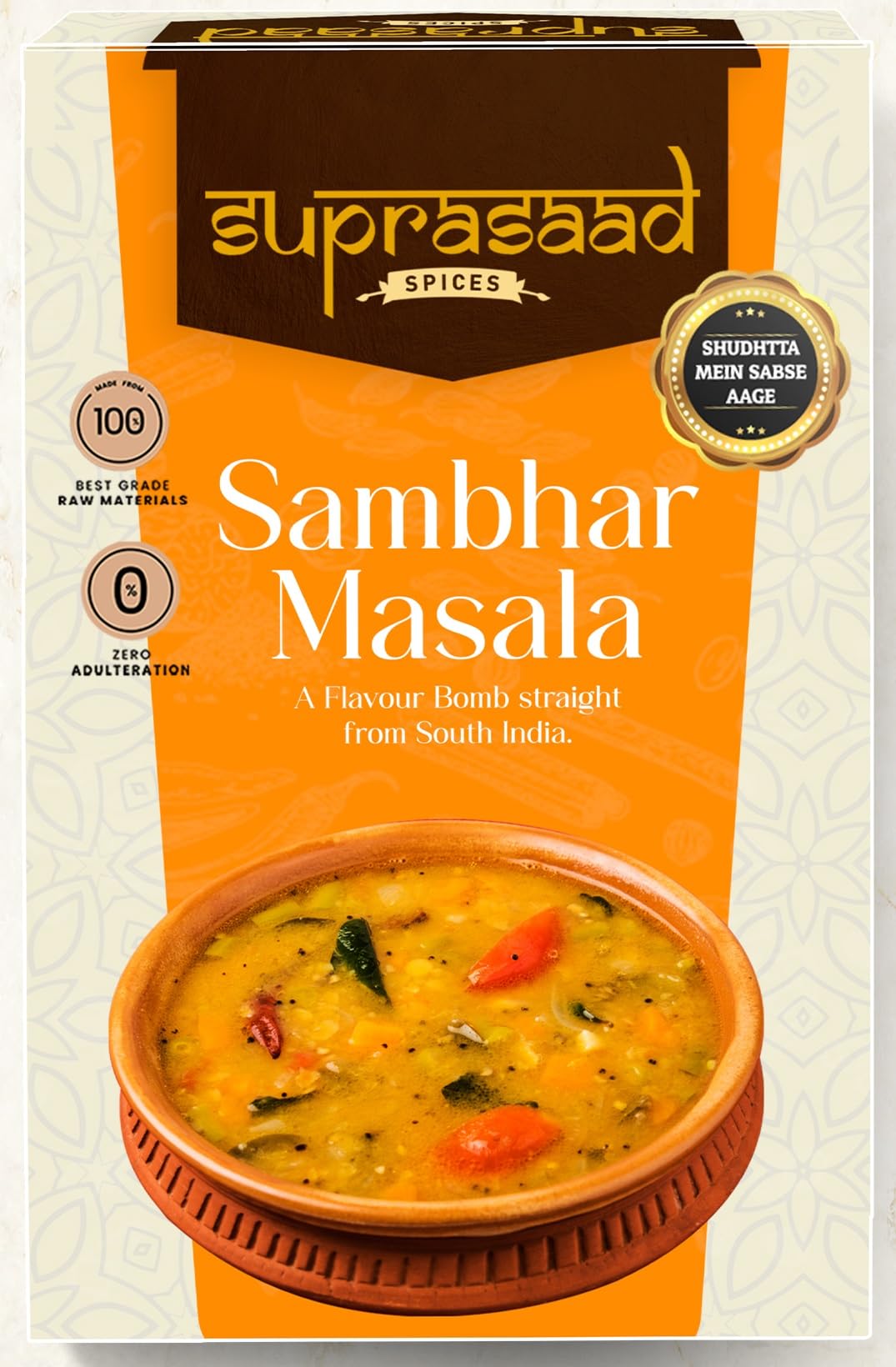 Suprasaad Sambhar Masala 100gms - Pack of 1 | Blended Spice | No added Flavours and Colours | Rich Taste & Strong Aroma | Authentic South Indian | Quality Guaranteed (B0CYLP5B2G) Amazon Price History, Amazon Price Tracker