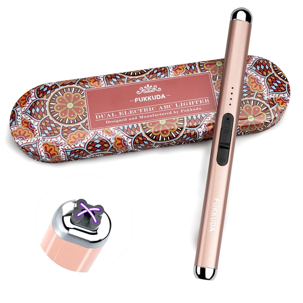 Dual Arc Electric Candle Lighter Gift Box Rechargeable USB Lighter Gifts for Women Men Plasma Arc Lighters for Candle Gift Choice (Rose Gold)