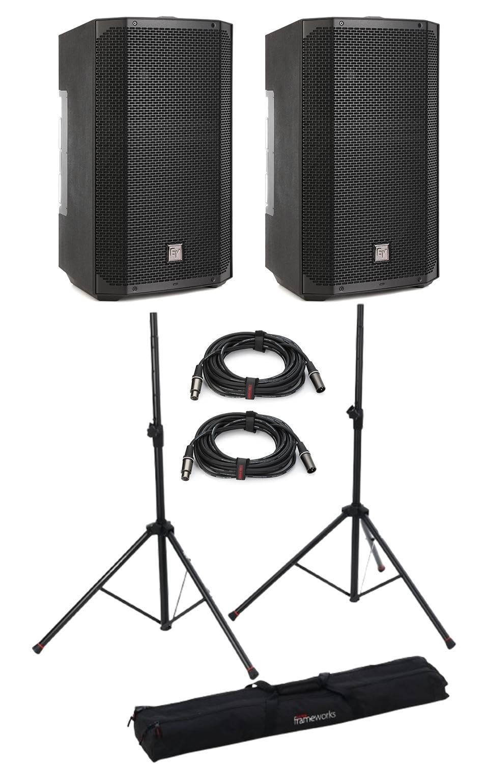 Electro-Voice Everse 12 12-inch 2-Way Battery-Powered PA Speakers with Stands and Cables - Black