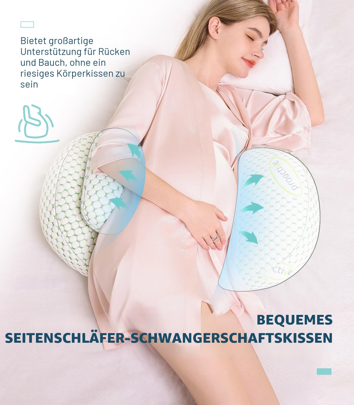 Oternal Schwangerschaftskissen für Schwangere Frauen, weiches Umstandskissen mit abnehmbarem Baumwollbezug