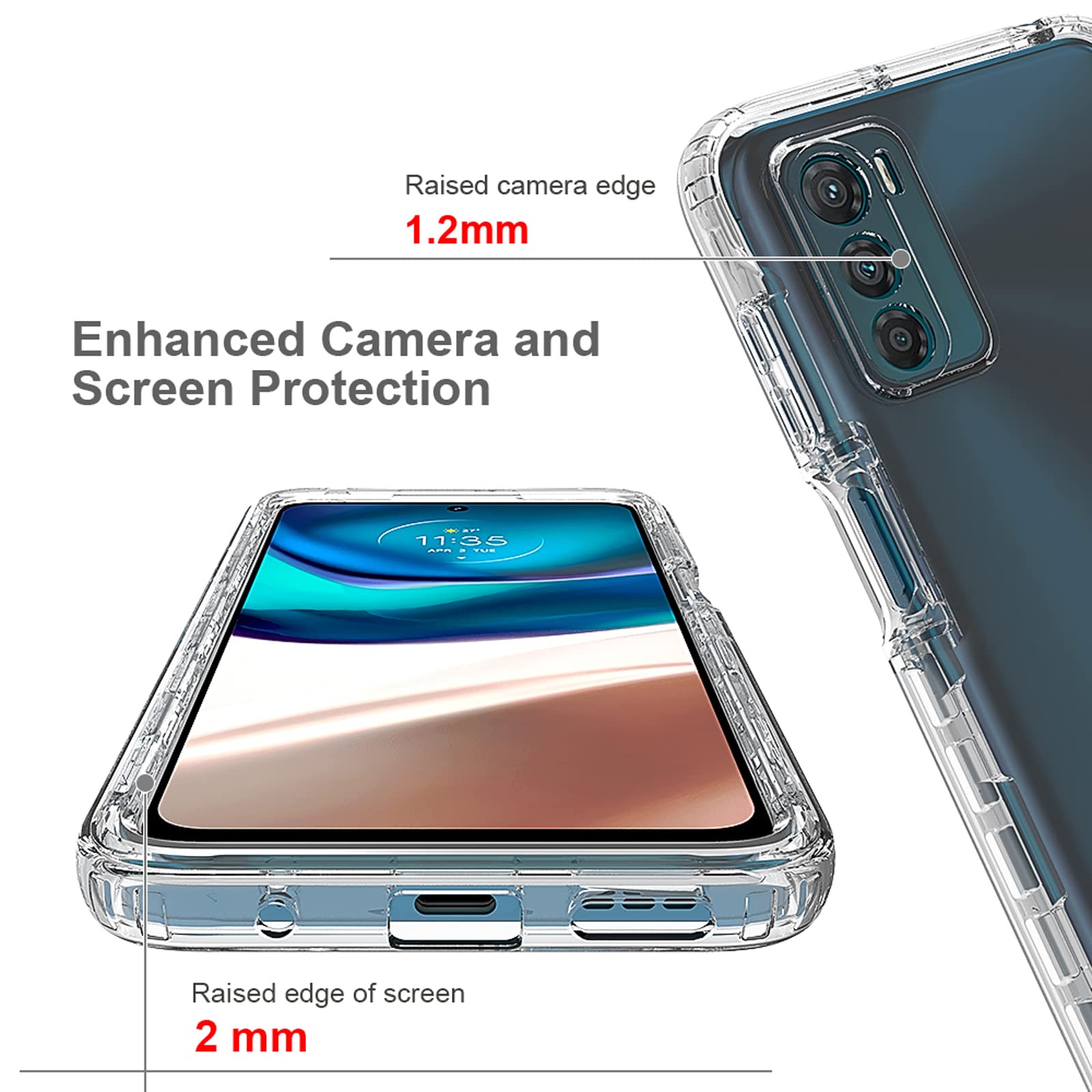 DEDUX Cover Per Motorola Moto G42 – Custodia Rigida Satinata Traslucida + Paraurti TPU Con Supporto Ad Anello 360°, Antiurto, Blu Scuro