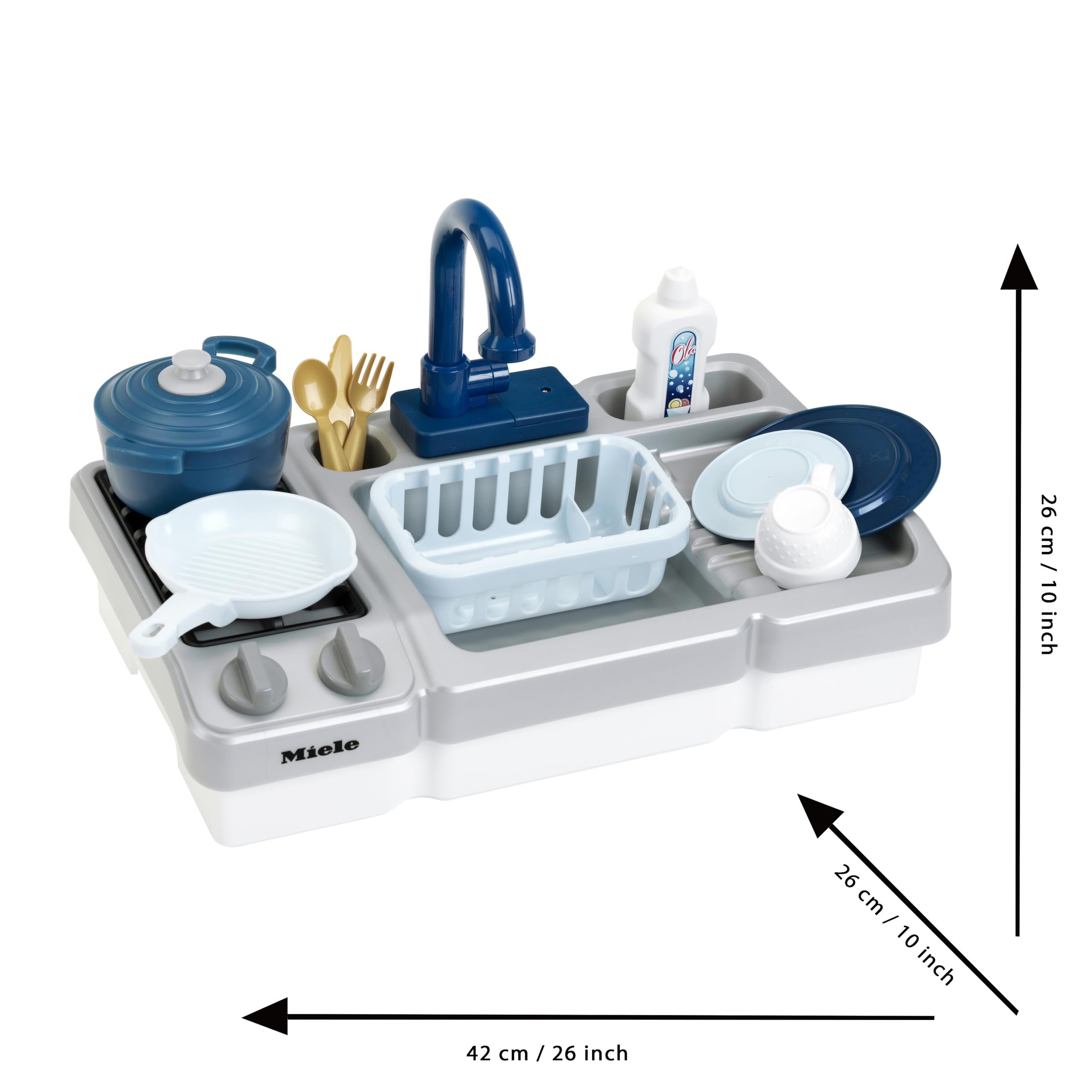 Theo Klein Miele Évier avec Plaque de Cuisson | Évier pour Enfants avec Fonction Pompe à Eau et Accessoires | Jouets pour Enfants à partir de 3 Ans