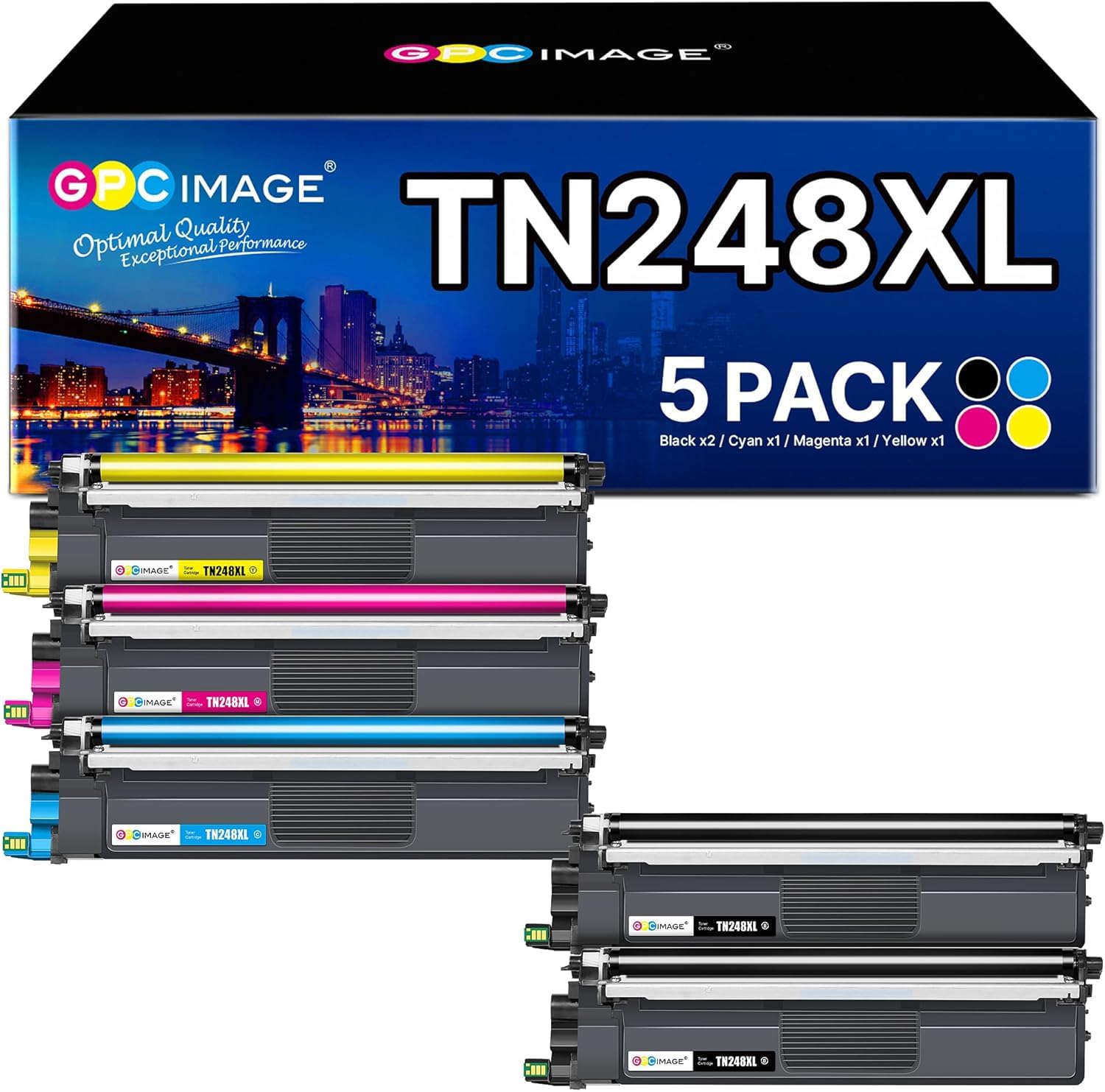 5er-Pack TN248XL Kompatibel für Brother TN-248 XL MFC-L3760CDW Toner Brother MFC-L3740CDW Toner MFC-L3740CDWE DCP-L3560CDW TN 248 DCP-L3520CDWE MFC-L8390CDW HL-L3240CDW HL-L3220CWE