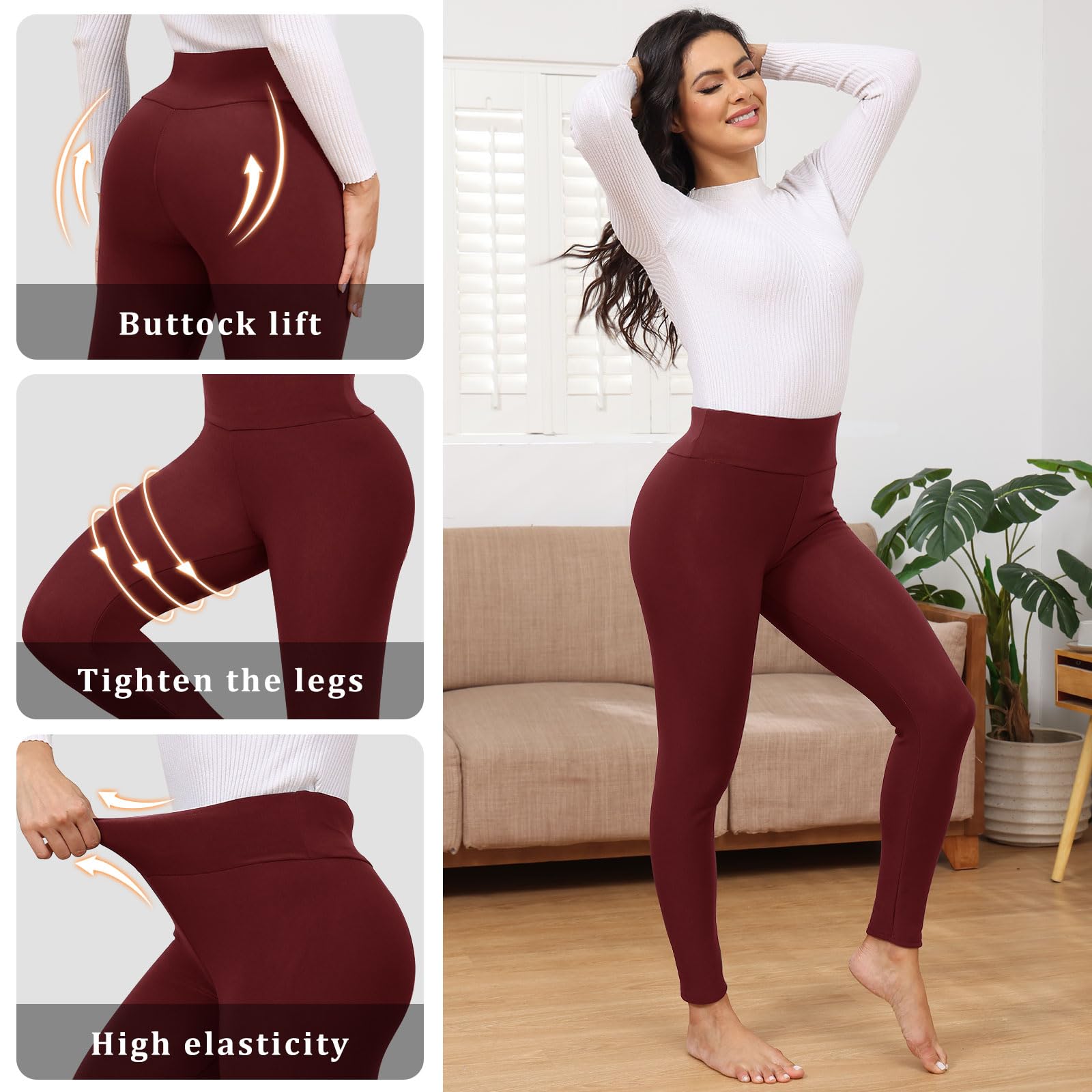 TMEOG Leggins Invernali Donna Pantaloni Termici Leggings Felpati Pantacollant Vita Alta Fuso Termico Pantaloni Elasticizzati Leggings Curvy in Pile de Yoga Corsa Pilates per Donna