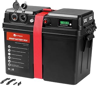 DR.PREPARE Trolling Motor Smart Battery Box, Group 24/27/31 Size Marine Battery Box with USB, 12V/24V Cigarette Lighter & Anderson Ports, Power Center for RV Solar Panel Boat (Batteries Not Include)