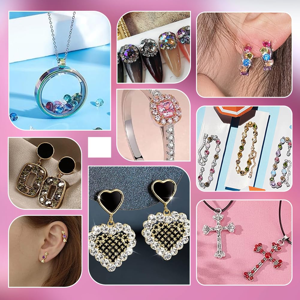 Craftdady 120 Pietre di Zirconia Cubica Trasparenti Pietre Cabochon Sfaccettate Sfaccettate di Grado A con Strumento di Raccolta a Punta per Creazione di Nail Art e Creazione di Gioielli