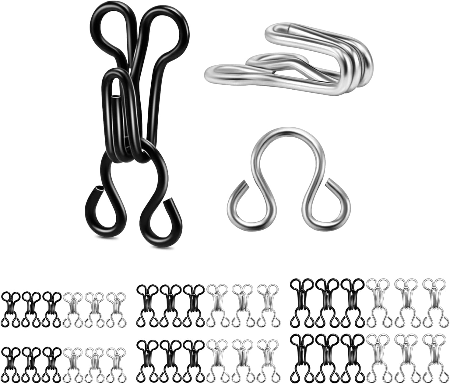 120 Set Tiny Hooks and Eyes Closures for Sewing, Bra Hook Replacement Clasps, Hook and Eye Clasp for Clothing Bra Trousers Skirt Underwear Sewing DIY Craft