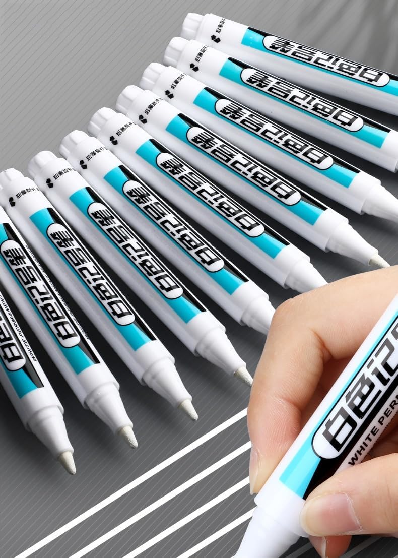 油性ペン ホワイト ペイントマーカー 白インキ 0.7mm 1.0mm 2.5mm 速乾性ペイントペン 耐水性 木 金属 ガラス プラスチック 陶器 磁器 布 生地などに塗布用 油性マーカー 子供 大人 学校 家庭 業務用 油性マーカーペン (2.5mm)
