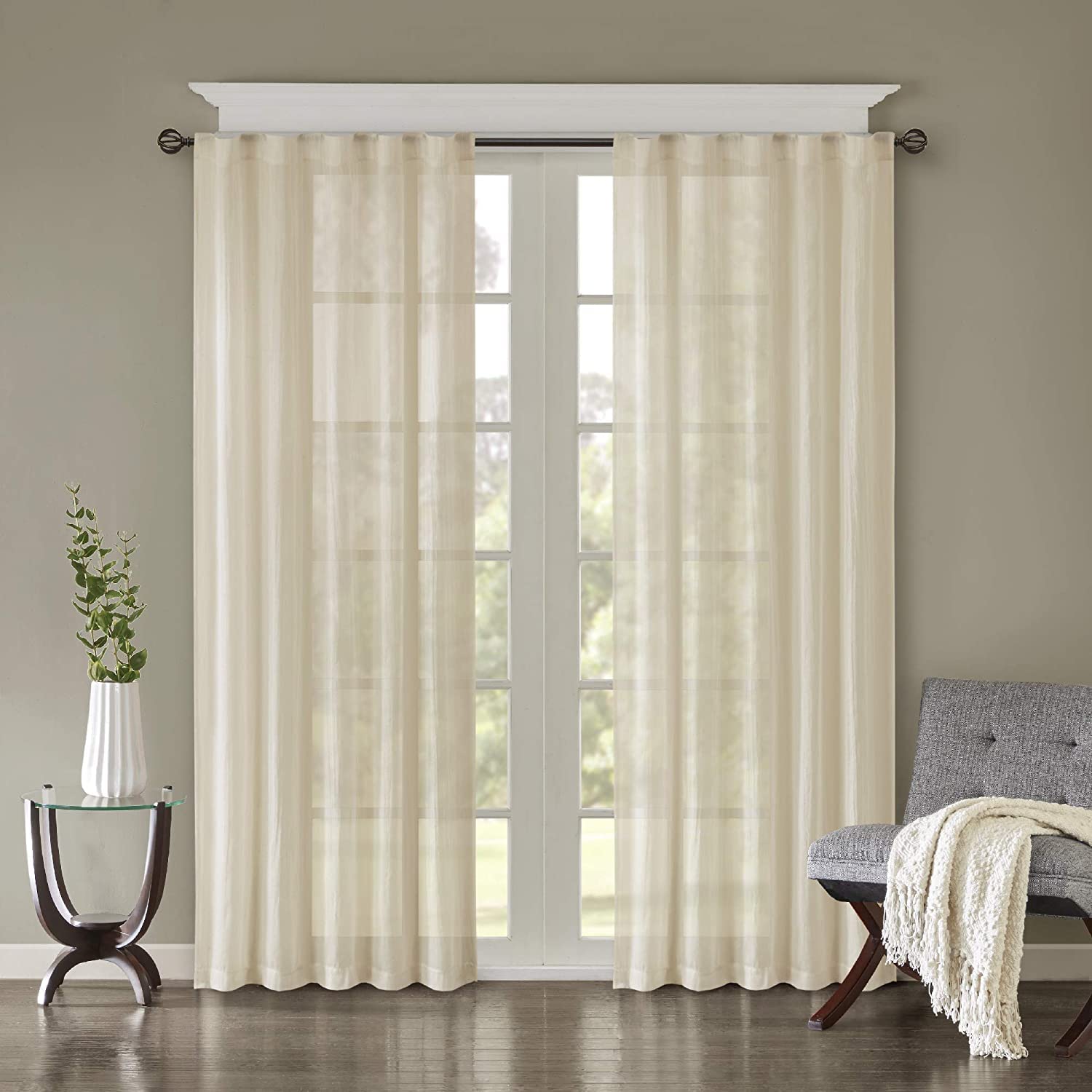 Madison Park Harper Paire de Panneaux de fenêtre écrasés Solides Crème 106,7 x 213,4 cm